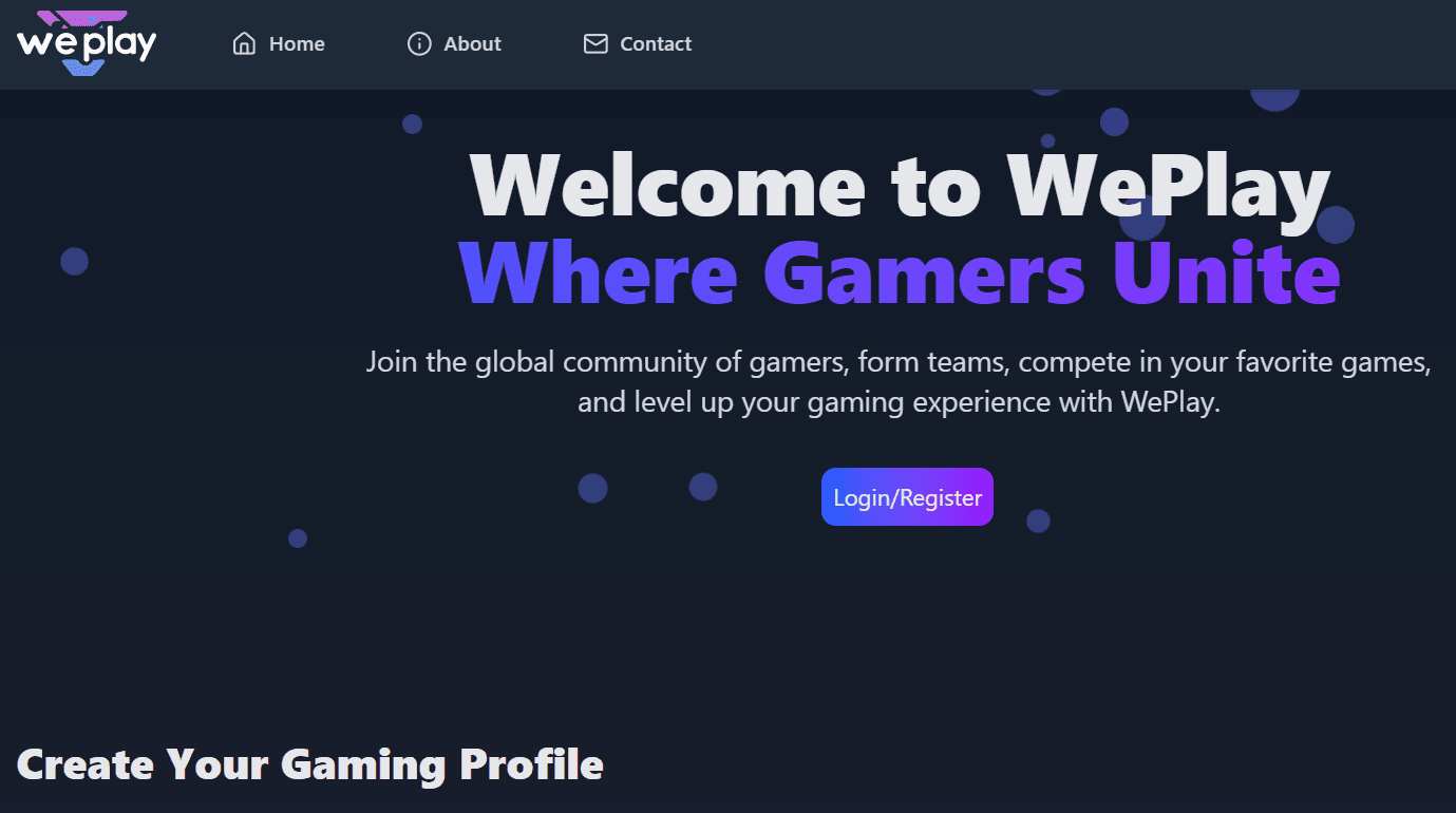 Captura de WePlay, plataforma gaming y de comunidad.
